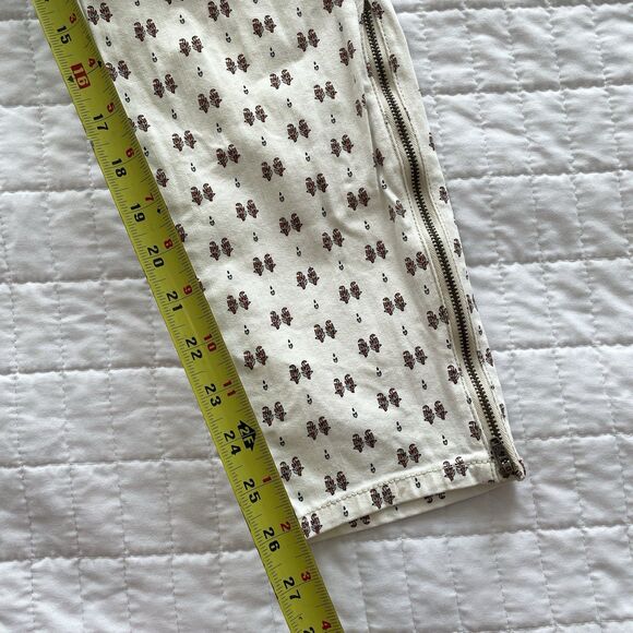 ANTHRO Pilcro Serif Floral Patterned Ankle Zip Skinny Letterpress Jeans Size 12 - Picture 13 of 13